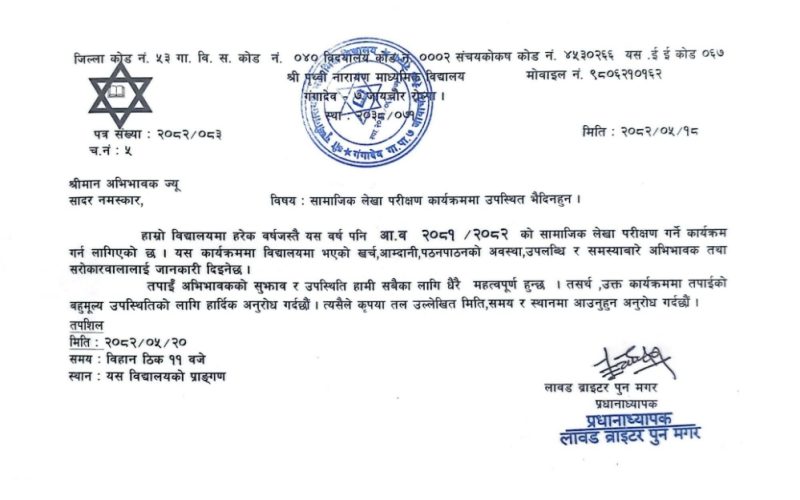 जारी गर्‍यो सामाजिक लेखापरीक्षण बारे सूचना